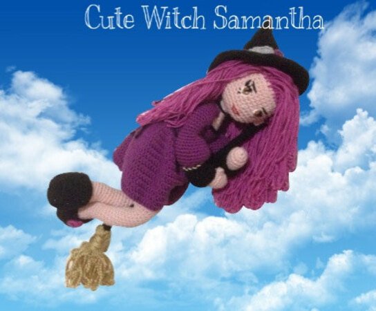Crochet Pattern Cute Witch Samantha Doll Amigurumi PDF