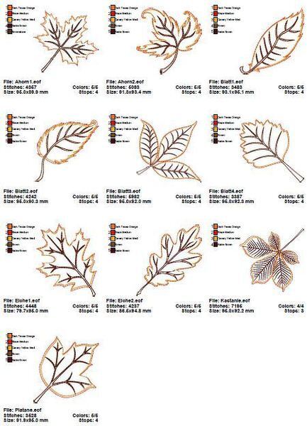 10x10 Herbstblätter, Herbstdeko, Stickdatei
