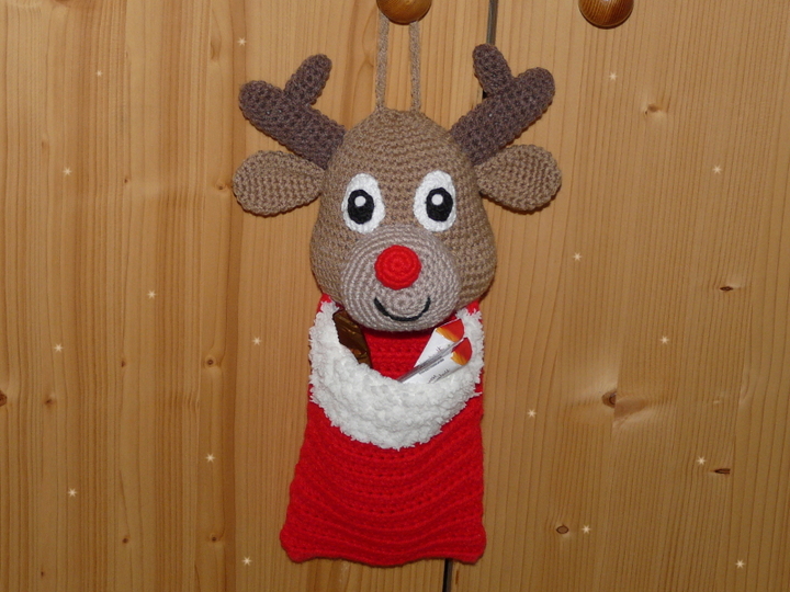 Häkelanleitung süßer Rentier Nikolausbeutel