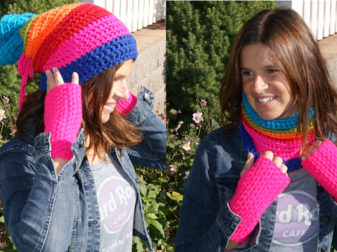 Beanie / Halswärmer 2 in 1 - Set mit Stulpen