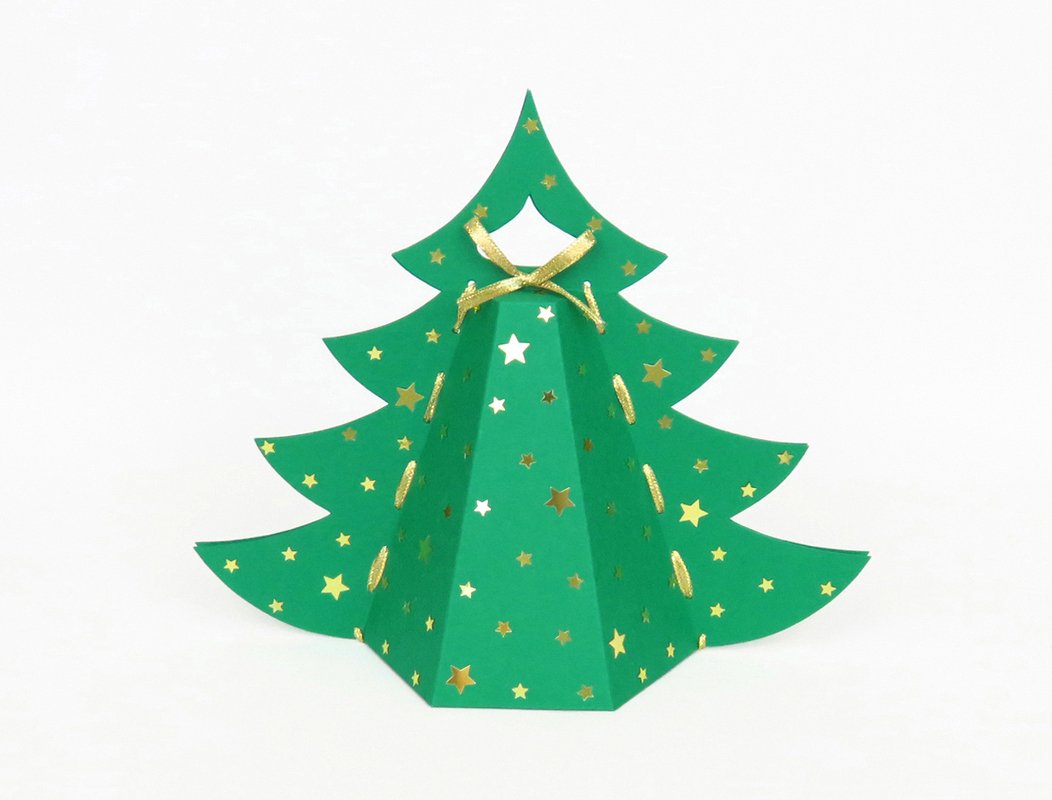 Tannenbäumchen mit Goldschleife – Bastelanleitung mit Vorlagen
