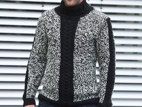 Herrenpulli aus hatnut double gestrickt