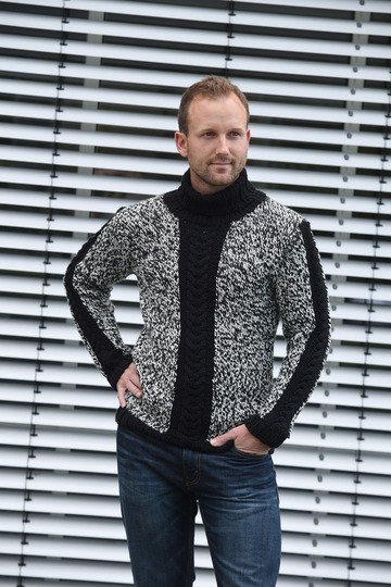 Herrenpulli aus hatnut double gestrickt