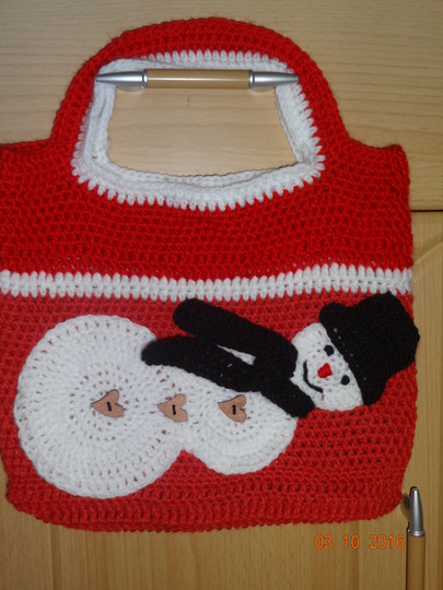 Weihnachtsgeschenk-Beutel  mit Schneemann -Applikation