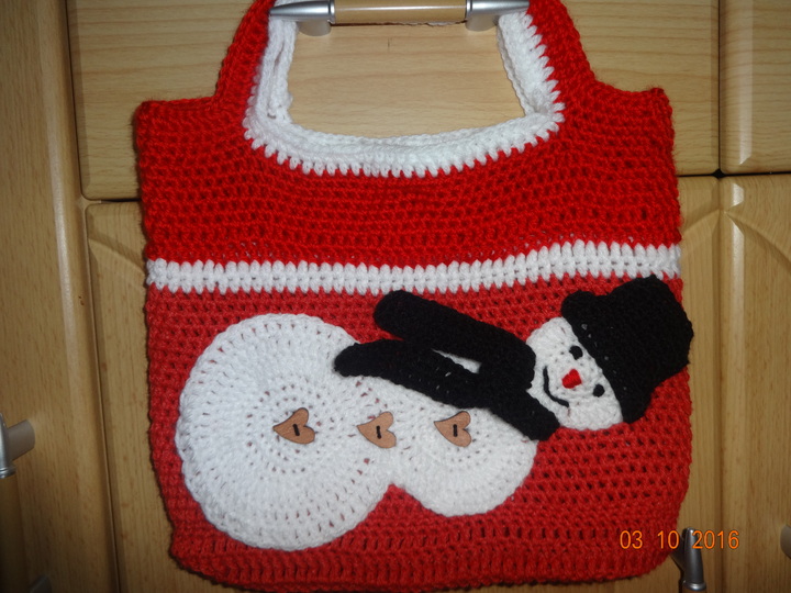 Weihnachtsgeschenk-Beutel  mit Schneemann -Applikation