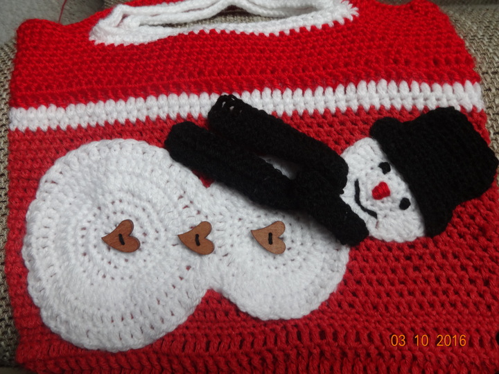 Weihnachtsgeschenk-Beutel  mit Schneemann -Applikation