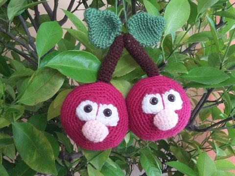 Häkelanleitung Früchte / Obst, die Kirschen Mona & Cherry