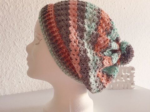 Häkelanleitung Mütze "Nici" - aus Rechteck wird Mütze ohne Zunahmen 