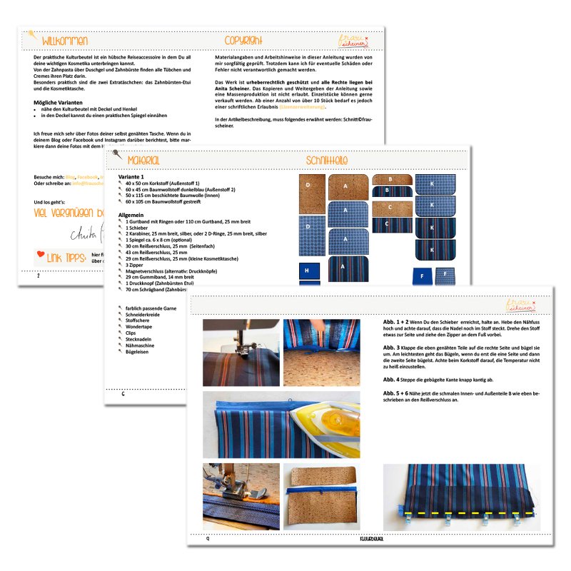 Kulturbeutel Nähanleitung und Schnittmuster