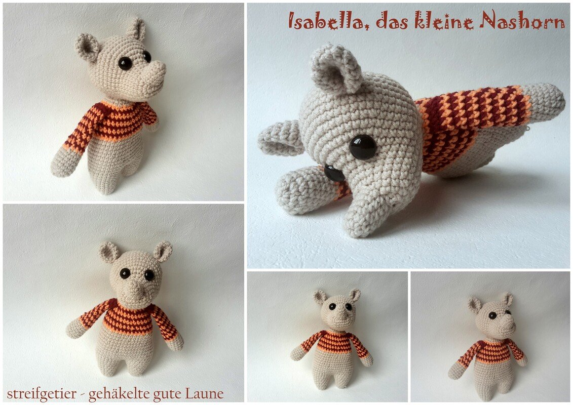Häkelanleitung Isabella, das kleine Nashorn