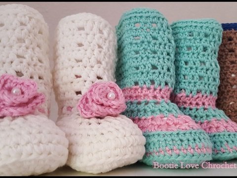 Baby Bootie / Stiefel gehäkelt Gr. 0-6 / 6-12 Monate