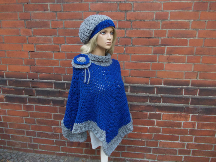 Häkel-Poncho, Umhang one size, (Anleitung ohne Blumen!!)