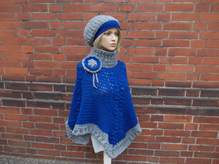 Häkel-Poncho, Umhang one size, (Anleitung ohne Blumen!!)