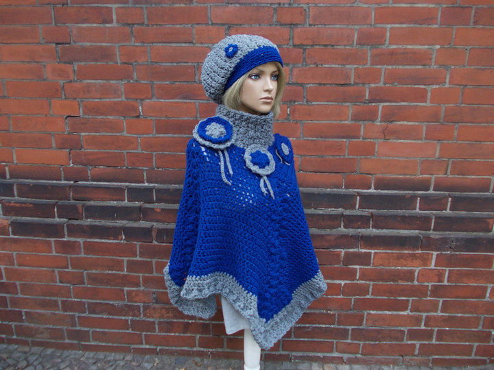Häkel-Poncho, Umhang one size, (Anleitung ohne Blumen!!)