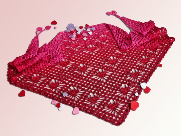 Crochet pattern shawl Be my Valentine