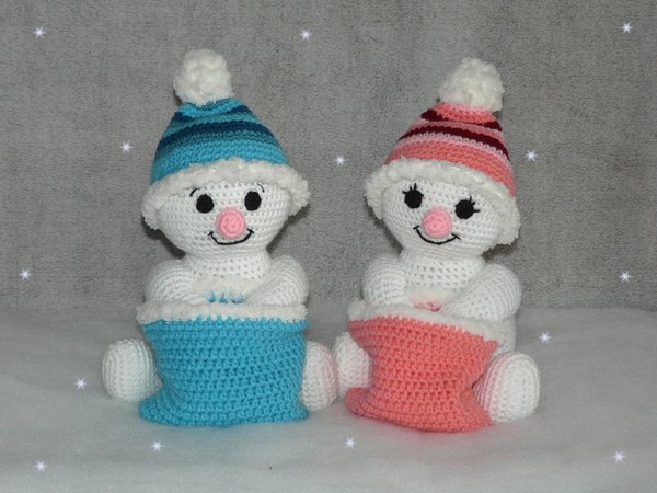Crochet Pattern Snowman or Snowgirl with Santa's Bag