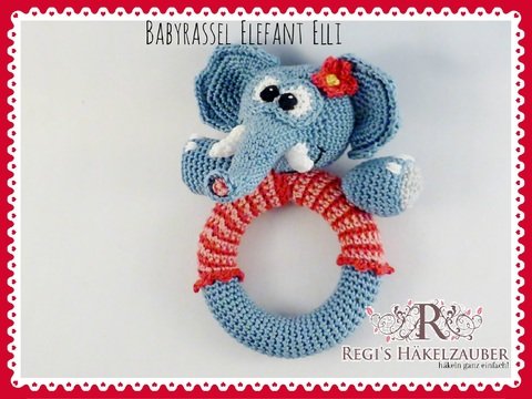 süsse Babyrassel/Greifling Elefant Elli - Spielzeug für kleine Hände