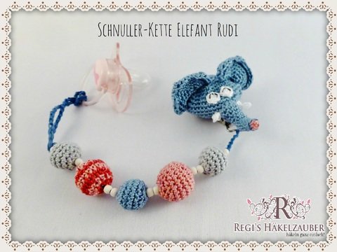 knuffige Schnullerkette Elefant Rudi