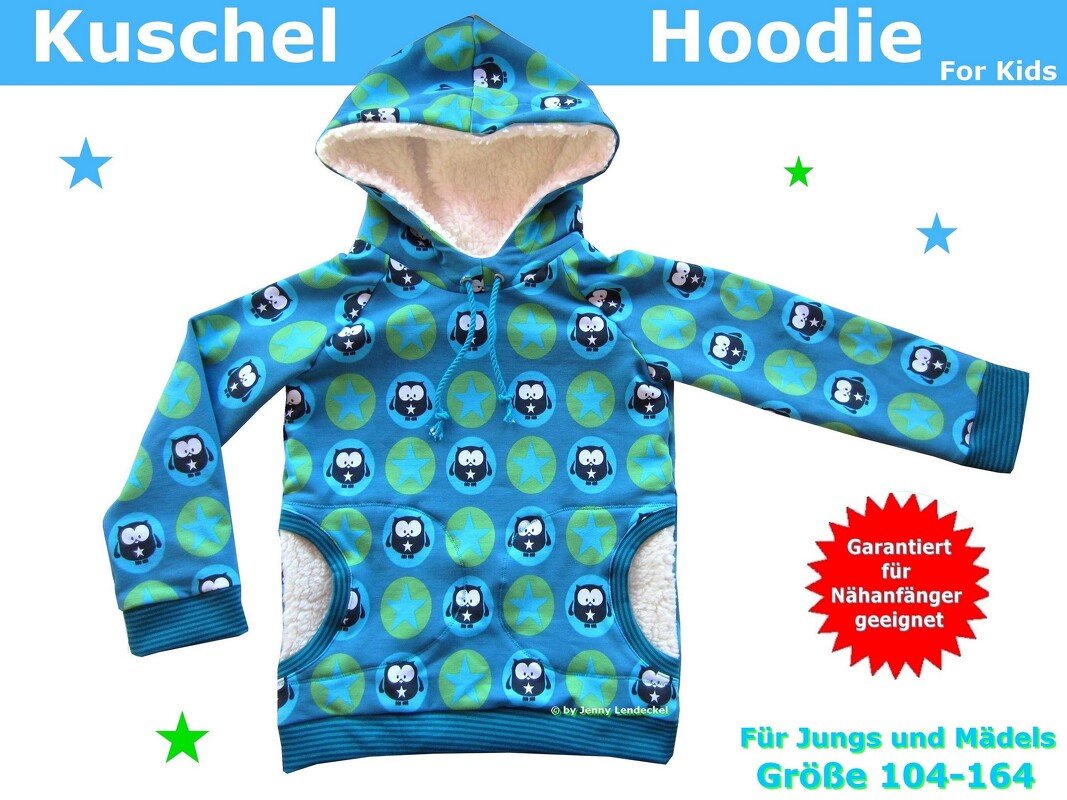 Kuschelhoodie für Kinder, Hoodie - Schnittmuster &amp; Anleitung