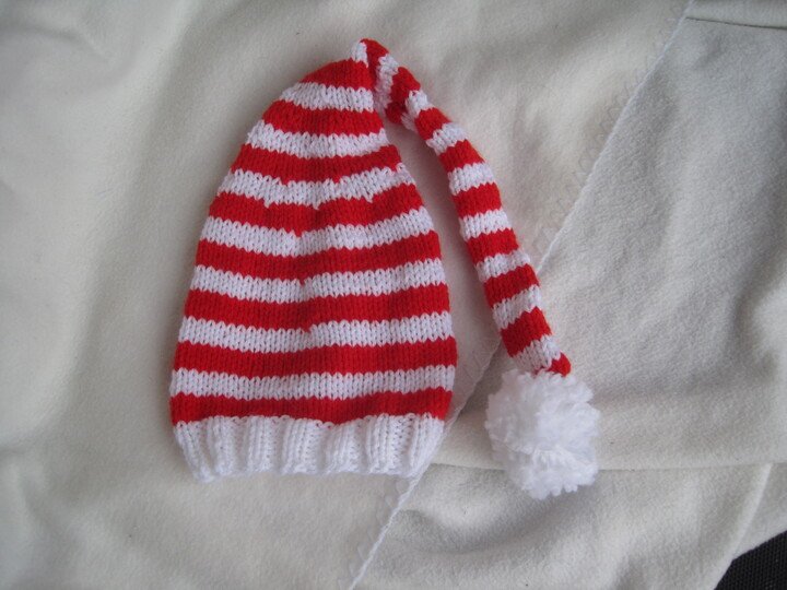 Strickanleitung Weihnachtsmütze Babys- von 0-6 Monate- auch für Anfänger