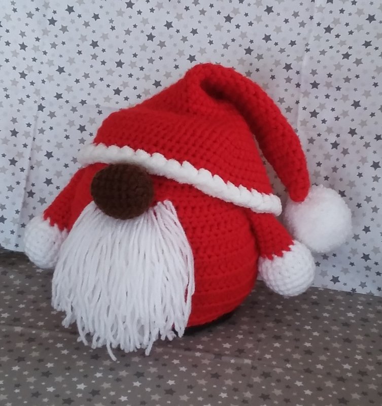 Häkelanleitung Geschenkverpackung / Türstopper, Fredo der Weihnachtssack,