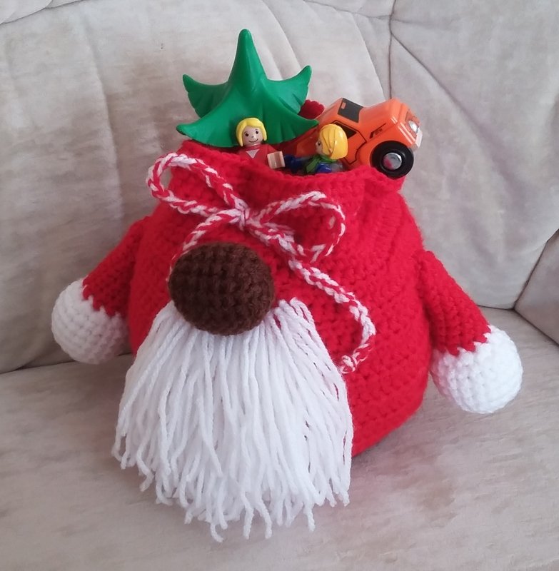 Häkelanleitung Geschenkverpackung / Türstopper, Fredo der Weihnachtssack, - Bild 3