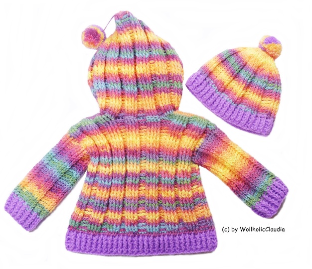 Häkelanleitung Set Kapuzenjacke + Mütze Gr. 50/56 + Gr. 62/68