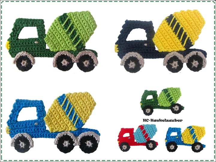 Häkelapplikation Betonmischer in 2 Größen 