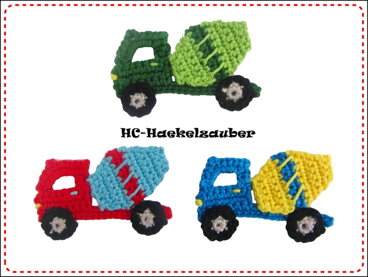 Häkelapplikation Betonmischer in 2 Größen 