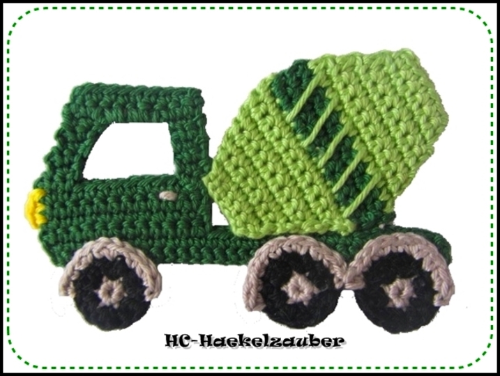 Häkelapplikation Betonmischer in 2 Größen 
