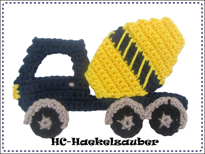 Häkelapplikation Betonmischer in 2 Größen 