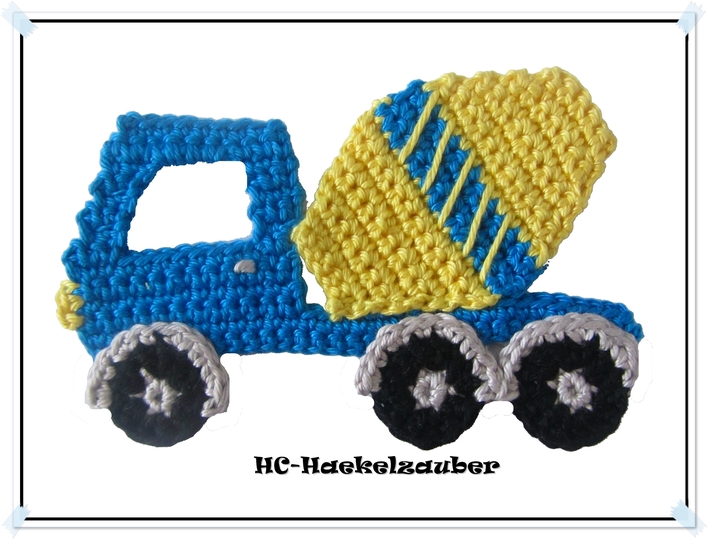 Häkelapplikation Betonmischer in 2 Größen 