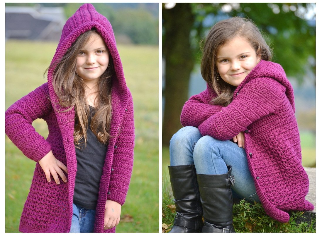 - MATILDA - Basic-Mantel, alle Größen häkeln, Häkelmantel mit Kapuze, RVO Raglan von oben