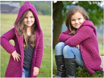 - MATILDA - Basic-Mantel, alle Größen häkeln, Häkelmantel mit Kapuze, RVO Raglan von oben