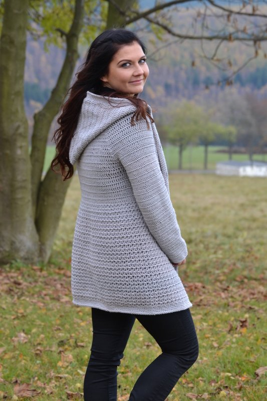 - MATILDA - Basic-Mantel, alle Größen häkeln, Häkelmantel mit Kapuze, RVO Raglan von oben