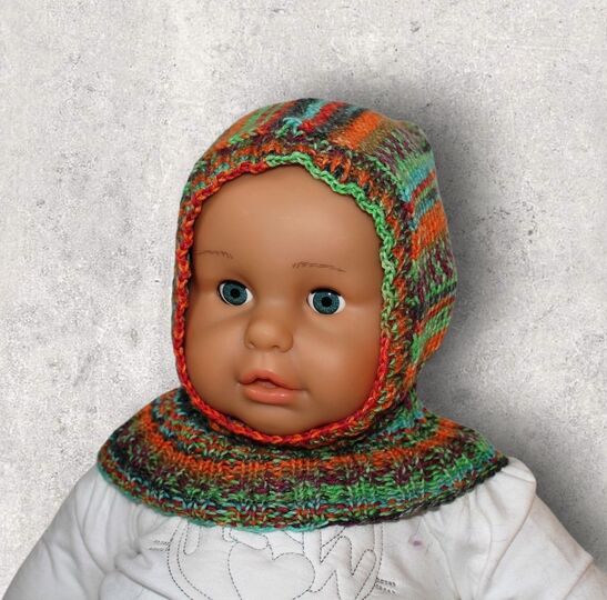 Strickanleitung Schalmütze, Schlupfmütze, 2 Größen, ca. 6 - 36 Monate  #110