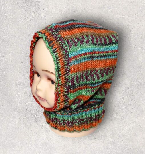 Strickanleitung Schalmütze, Schlupfmütze, 2 Größen, ca. 6 - 36 Monate  #120