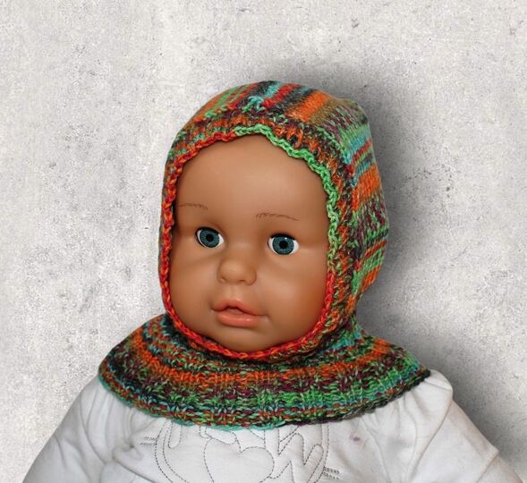 Strickanleitung Schalmütze, Schlupfmütze, 2 Größen, ca. 6 - 36 Monate  #110