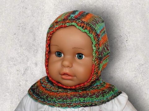 Strickanleitung Schalmütze, Schlupfmütze, 2 Größen, ca. 6 - 36 Monate  #120