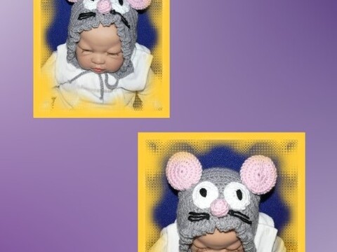 Baby Mütze 50/56 Maus
