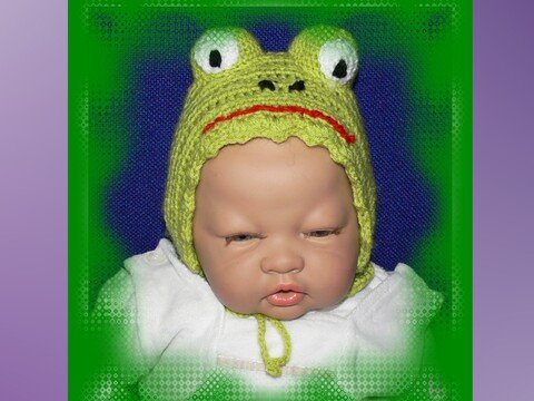 Baby Mütze 50/56 Frosch