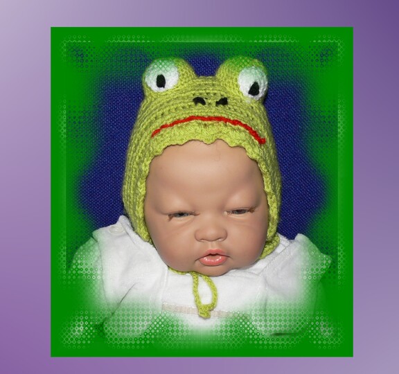 Baby Mütze 50/56 Frosch