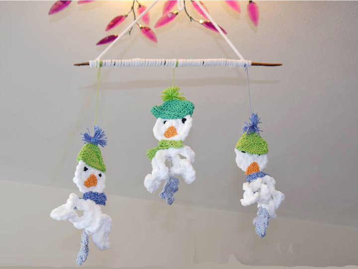 Schneemänner - Flocken zum Häkeln - Weihnachtsdeko