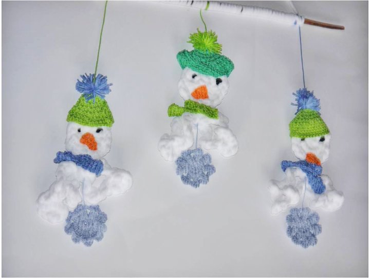 Schneemänner - Flocken zum Häkeln - Weihnachtsdeko