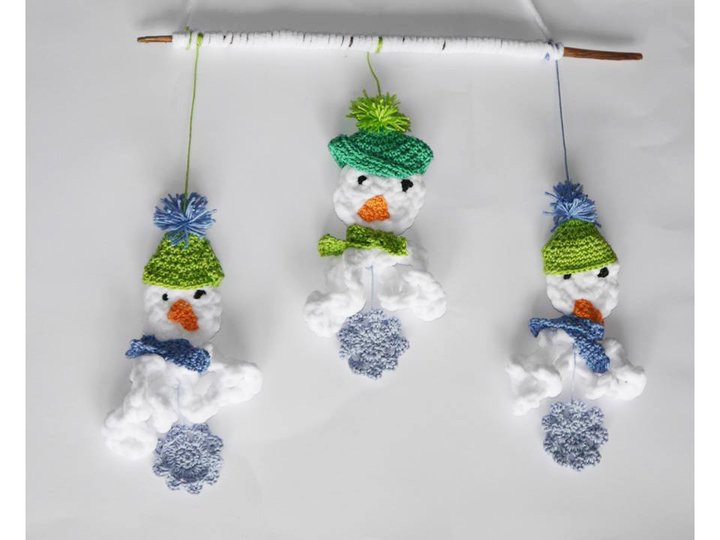 Schneemänner - Flocken zum Häkeln - Weihnachtsdeko