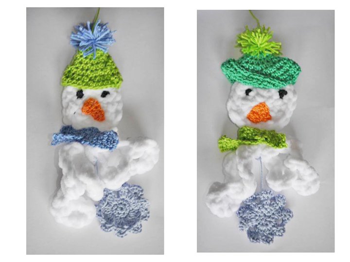 Schneemänner - Flocken zum Häkeln - Weihnachtsdeko