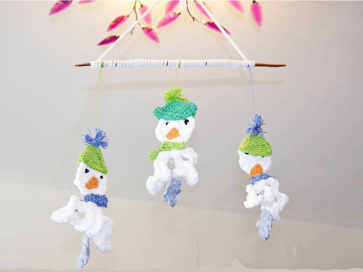 Schneemänner - Flocken zum Häkeln - Weihnachtsdeko