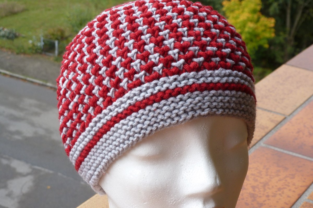 Zweifarbige Mustermütze - Bild 3