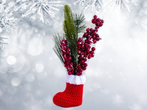 Häkelanleitung - weihnachtlicher Blumenstiefel