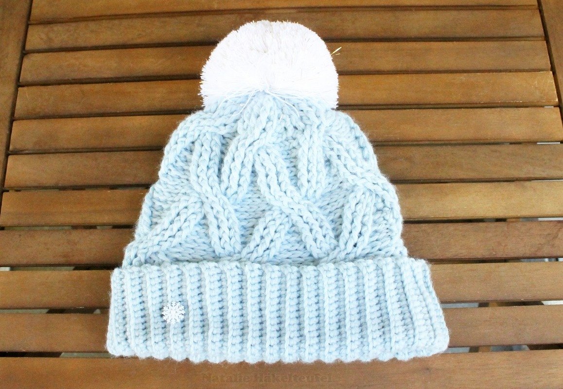 warm sports beanie "Let it snow!", CH 48-60 cm (cable braid pattern) - Image 2
